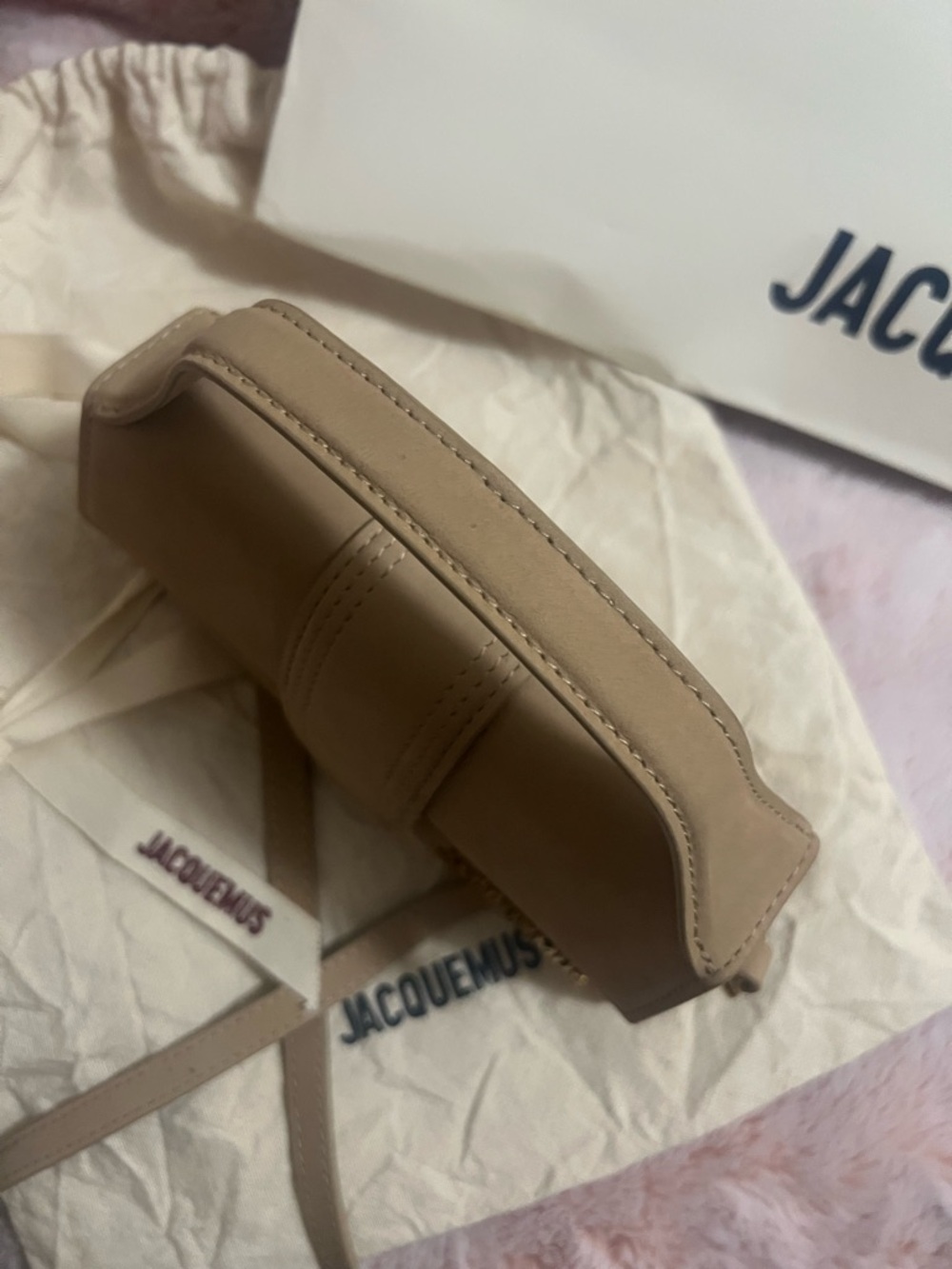 Jacquemus Nude Beige Mini Top-Handle Bag Le Bambino Leather - Picture 4 of 9